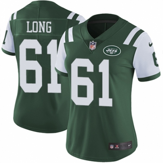 Women's Nike New York Jets #61 Spencer Long Green Team Color Vapor Untouchable Limited Player NFL Jersey - Ujersey