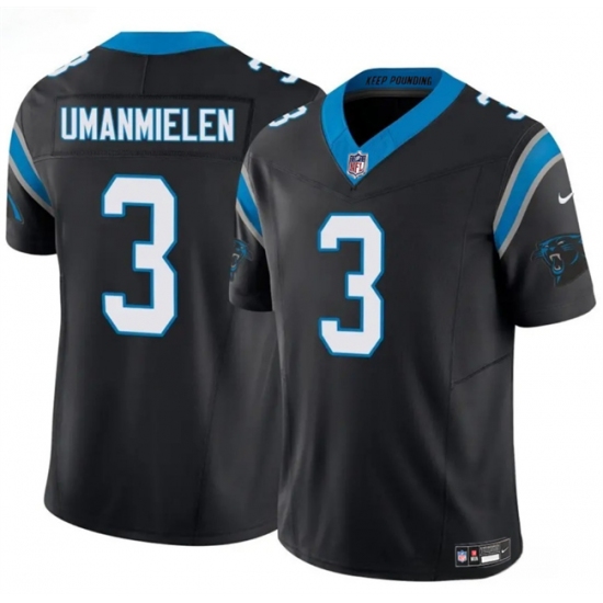 Men's Carolina Panthers #3 Princely Umanmielen Black 2025 F.U.S.E. Vapor Limited Stitched Football Jersey