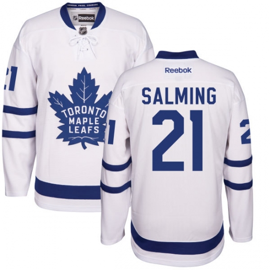 Youth Reebok Toronto Maple Leafs #21 Borje Salming Authentic White Away NHL Jersey - Ujersey