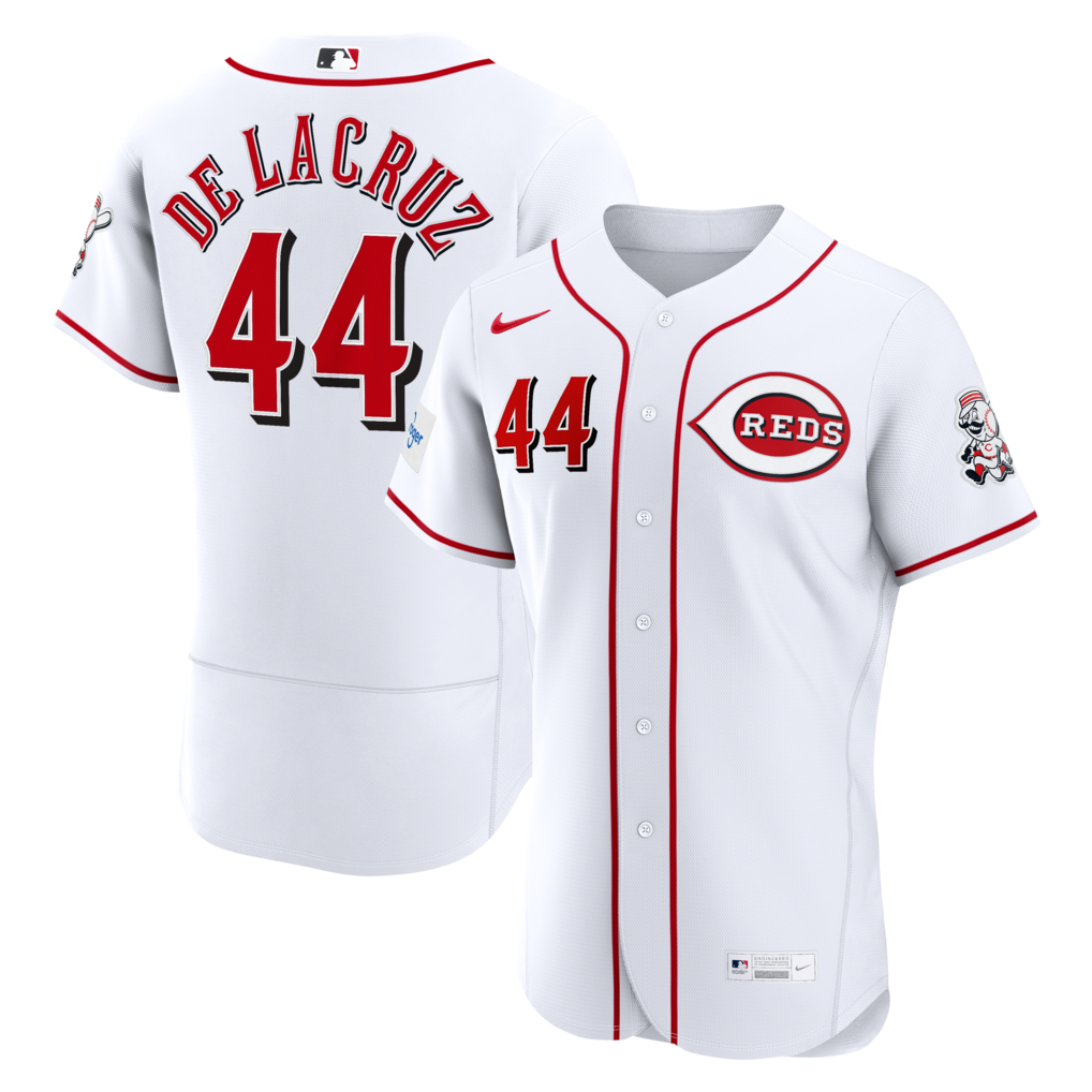 Men's Cincinnati Reds Elly De La Cruz Nike White Home Authentic Sponsor Patch Jersey - Ujersey