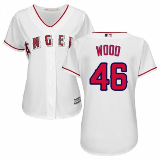 Women's Majestic Los Angeles Angels of Anaheim #46 Blake Wood Replica White Home Cool Base MLB Jersey - Ujersey