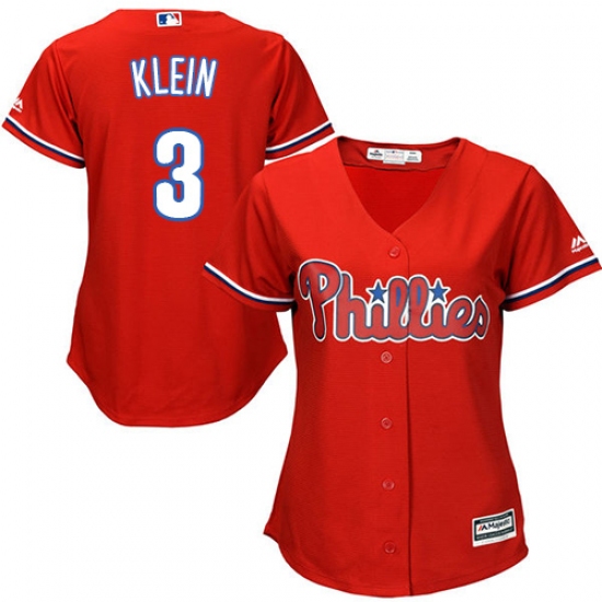 Women's Majestic Philadelphia Phillies #3 Chuck Klein Authentic Red Alternate Cool Base MLB Jersey - Ujersey