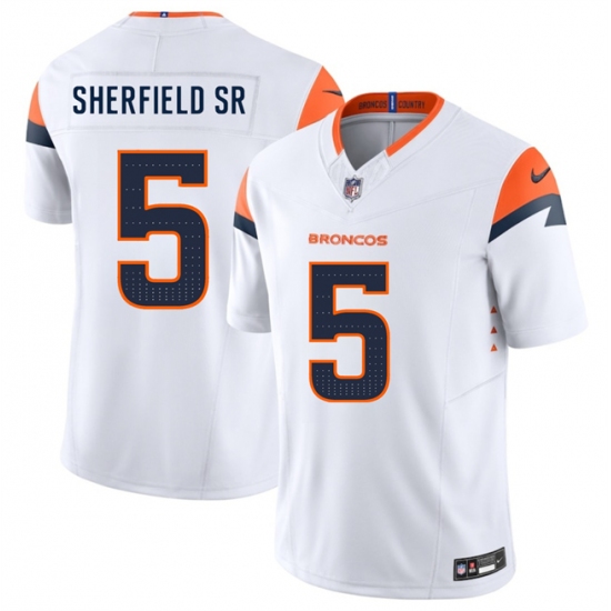 Men's Denver Broncos #5 Trent Sherfield Sr White 2025 F.U.S.E. Vapor Limited Football Stitched Jersey - Ujersey