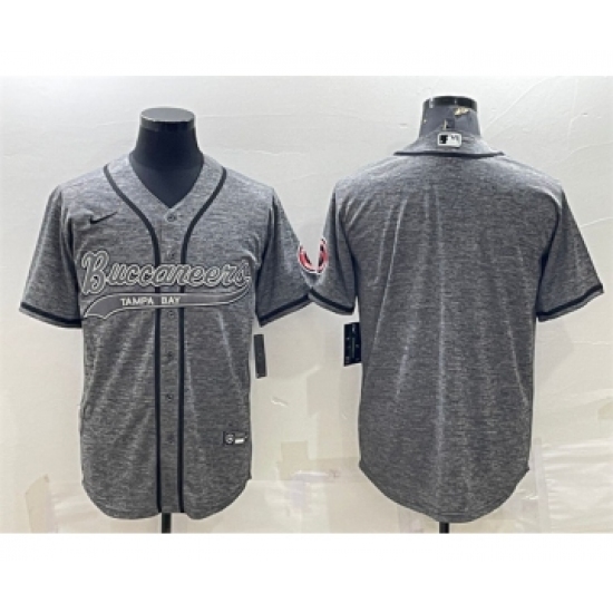 Men's Tampa Bay Buccaneers Blank Gray With Patch Cool Base Stitched Baseball Jersey - Ujersey