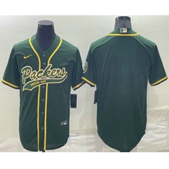 Men's Green Bay Packers Blank Green Stitched MLB Cool Base Nike Baseball Jersey - Ujersey