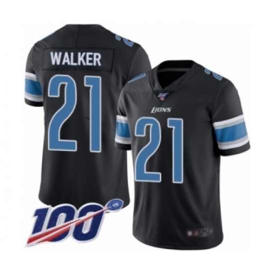 Men's Detroit Lions #21 Tracy Walker Limited Black Rush Vapor Untouchable 100th Season Football Jersey - Ujersey