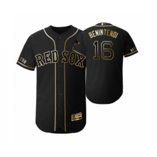 Men's 2019 Golden Edition Boston Red Sox Black #16 Andrew Benintendi Flex Base Jersey - Ujersey