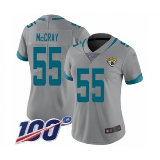 Women's Jacksonville Jaguars #55 Lerentee McCray Silver Inverted Legend Limited 100th Season Football Jersey