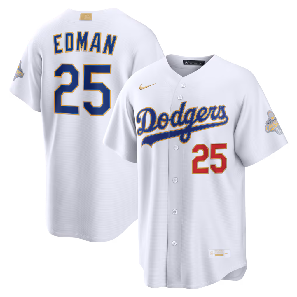 Men's Los Angeles Dodgers Tommy Edman Nike White 2026 Gold Collection Stadium Jersey