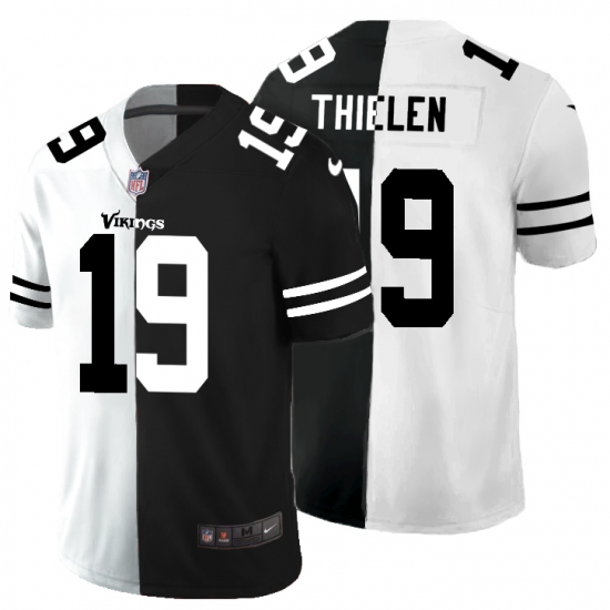 Men's Minnesota Vikings #19 Adam Thielen Black White Limited Split Fashion Football Jersey - Ujersey