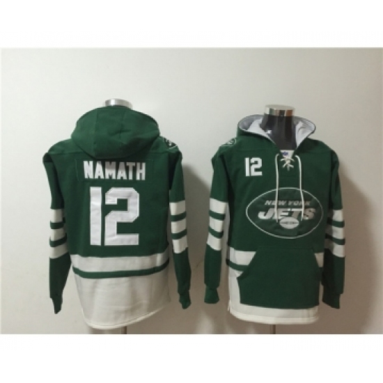 Men's New York Jets #12 Joe Namath Green Ageless Must-Have Lace-Up Pullover Hoodie - Ujersey