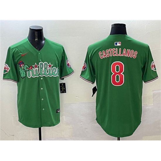 Men's Philadelphia Phillies #8 Nick Castellanos Green Phanatic Limited Stitched Jersey - Ujersey