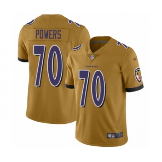 Youth Baltimore Ravens #70 Ben Powers Limited Gold Inverted Legend Football Jersey - Ujersey
