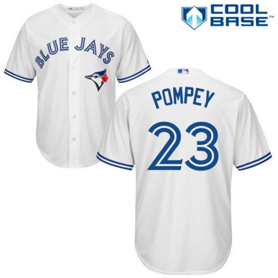 Men's Majestic Toronto Blue Jays #23 Dalton Pompey Replica White Home MLB Jersey - Ujersey