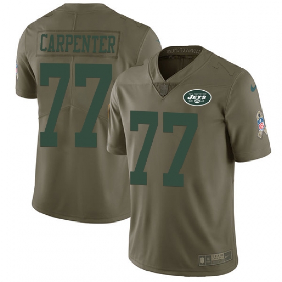 Men's Nike New York Jets #77 James Carpenter Limited Olive 2017 Salute to Service NFL Jersey - Ujersey