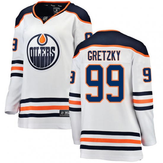 Women's Edmonton Oilers #99 Wayne Gretzky Authentic White Away Fanatics Branded Breakaway NHL Jersey - Ujersey