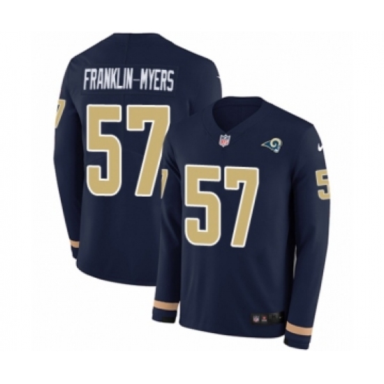 Men's Nike Los Angeles Rams #57 John Franklin-Myers Limited Navy Blue Therma Long Sleeve NFL Jersey - Ujersey