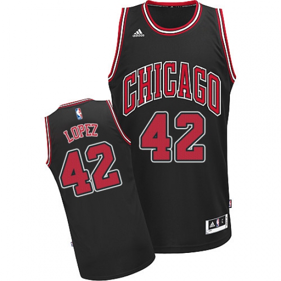 Men's Adidas Chicago Bulls #42 Robin Lopez Swingman Black Alternate NBA Jersey - Ujersey