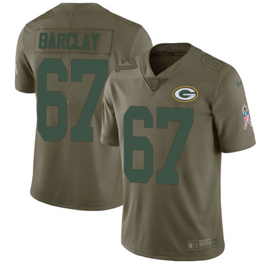 Youth Nike Green Bay Packers #67 Don Barclay Limited Olive 2017 Salute to Service NFL Jersey - Ujersey