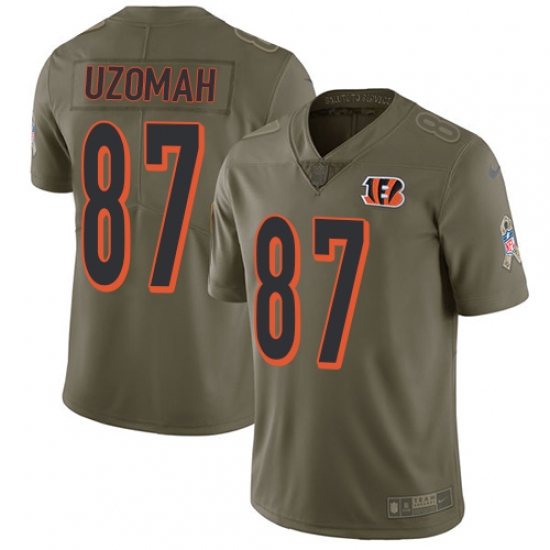 Men's Nike Cincinnati Bengals #87 C.J. Uzomah Limited Olive 2017 Salute to Service NFL Jersey - Ujersey