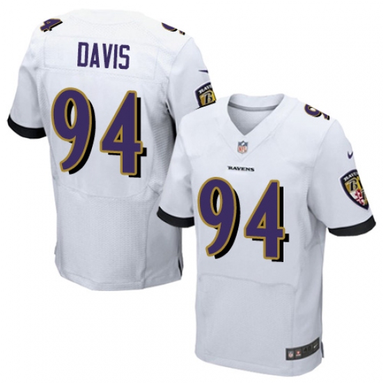 Men's Nike Baltimore Ravens #94 Carl Davis Elite White NFL Jersey - Ujersey