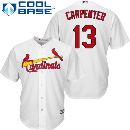 Women's Majestic St. Louis Cardinals #13 Matt Carpenter Authentic White Home MLB Jersey - Ujersey