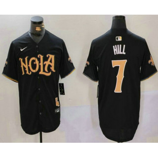 Men's New Orleans Saints #7 Taysom Hill Black Nola Baseball Jersey - Ujersey