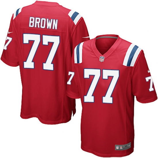 Men's Nike New England Patriots #77 Trent Brown Game Red Alternate NFL Jersey - Ujersey