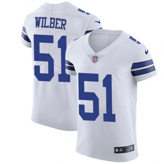 Men's Nike Dallas Cowboys #51 Kyle Wilber Elite White NFL Jersey - Ujersey