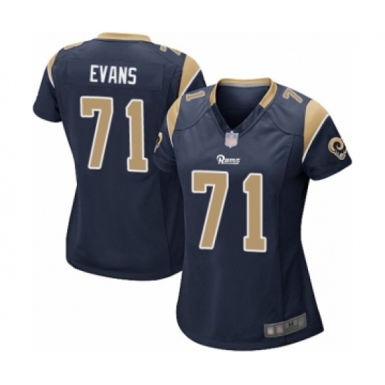 Women's Los Angeles Rams #71 Bobby Evans Game Navy Blue Team Color Football Jersey - Ujersey