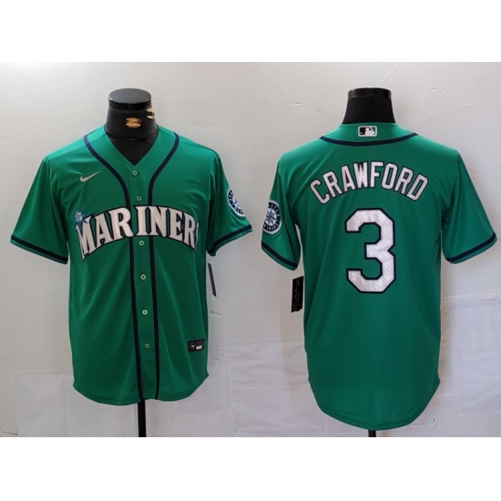 Men's Seattle Mariners #3 JP Crawford Teal Green Stitched Cool Base Nike Jersey - Ujersey