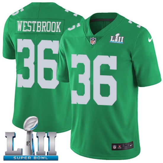 Men's Nike Philadelphia Eagles #36 Brian Westbrook Limited Green Rush Vapor Untouchable Super Bowl LII NFL Jersey - Ujersey