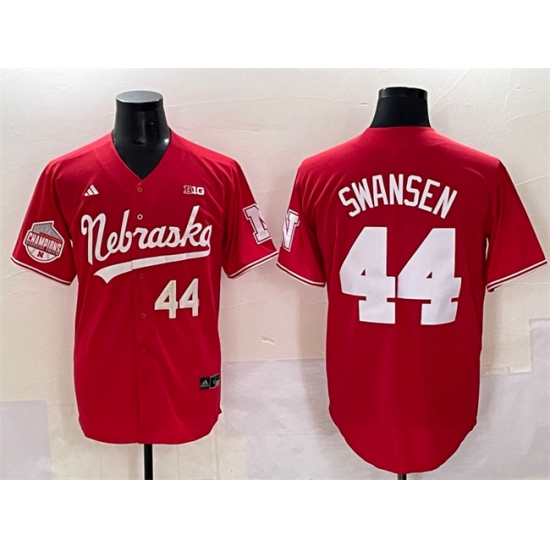 Men's Nebraska Huskers #44 Gabe Swansen Red Back 2 Back Champions Vapor Premier Limited Stitched Jersey - Ujersey