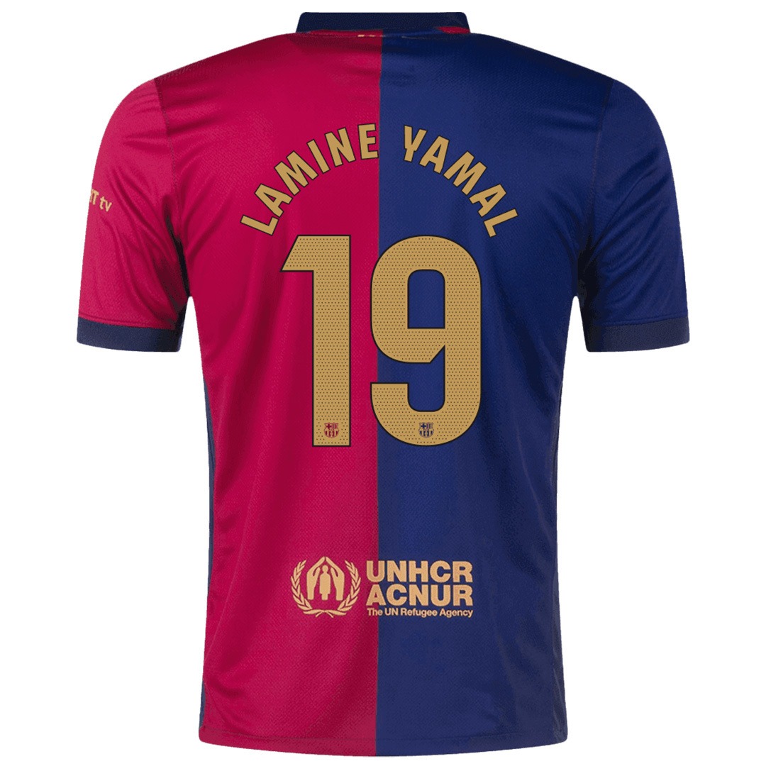 LAMINE YAMAL #19 Barcelona Home Soccer Jersey 2024/25 - Spotify Logo Without Text - U-jersey