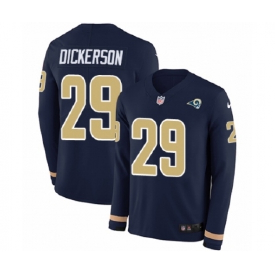 Men's Nike Los Angeles Rams #29 Eric Dickerson Limited Navy Blue Therma Long Sleeve NFL Jersey - Ujersey