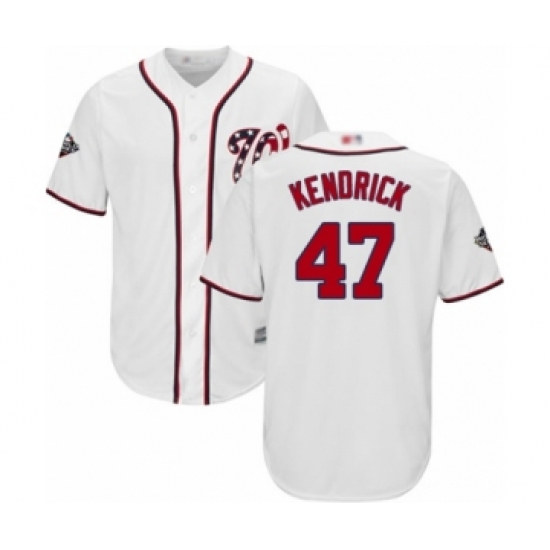 Youth Washington Nationals #47 Howie Kendrick Authentic White Home Cool Base 2019 World Series Bound Baseball Jersey - Ujersey