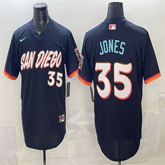 Men's San Diego Padres #35 Randy Jones Obsidian 2026 City Connect Stadium Stitched Baseball Jersey - Ujersey