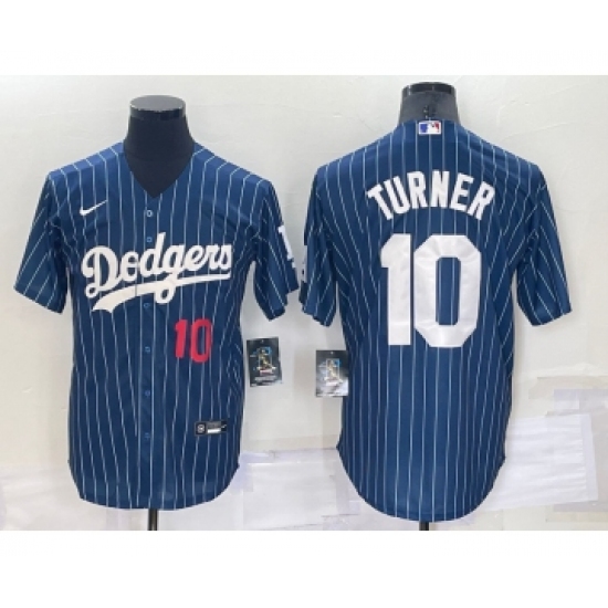 Men's Los Angeles Dodgers Blank Number Red Navy Blue Pinstripe Stitched MLB Cool Base Nike Jersey - Ujersey