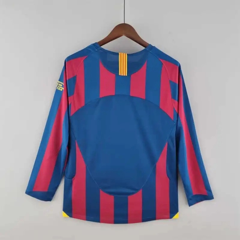 Barcelona Retro Jersey Home Long Sleeve Soccer Shirt 2005-06