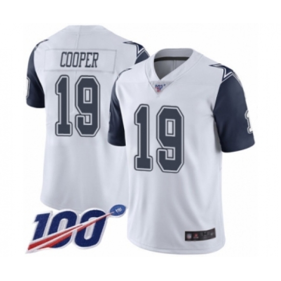 Men's Dallas Cowboys #19 Amari Cooper Limited White Rush Vapor Untouchable 100th Season Football Jersey - Ujersey