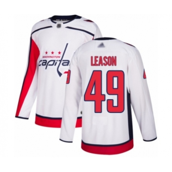 Youth Washington Capitals #49 Brett Leason Authentic White Away Hockey Jersey - Ujersey