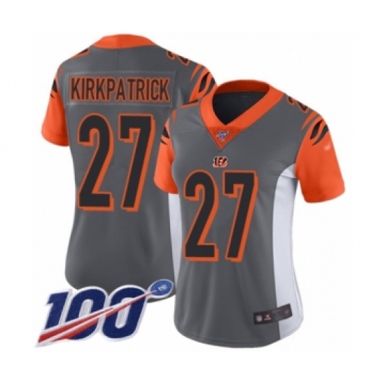 Women's Cincinnati Bengals #27 Dre Kirkpatrick Limited Silver Inverted Legend 100th Season Football Jersey - Ujersey