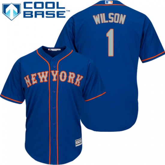 Men's Majestic New York Mets #1 Mookie Wilson Replica Royal Blue Alternate Road Cool Base MLB Jersey - Ujersey