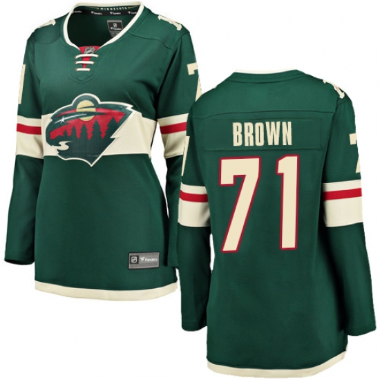 Women's Minnesota Wild #71 J T  Brown Authentic Green Home Fanatics Branded Breakaway NHL Jersey - Ujersey