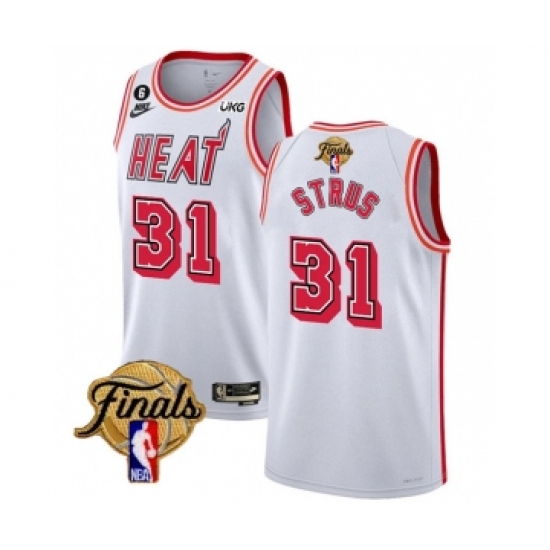 Men's Miami Heat #31 Max Strus White 2023 Finals Classic Edition With NO.6 Stitched Basketball Jersey - Ujersey