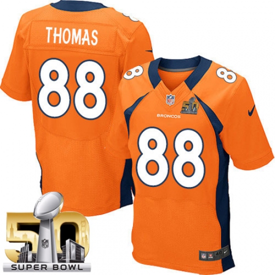 Men's Nike Denver Broncos #88 Demaryius Thomas Elite Orange Team Color Super Bowl 50 Bound NFL Jersey - Ujersey