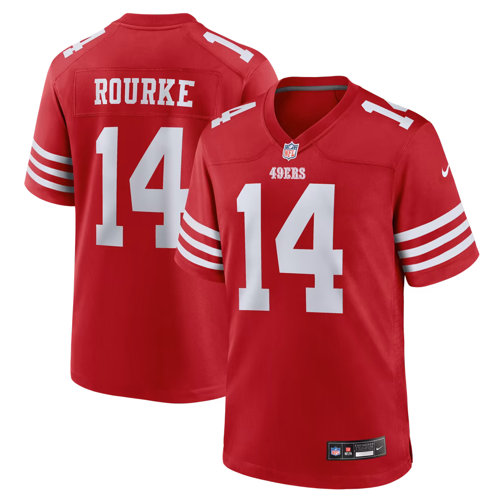 Men's San Francisco 49ers Kurtis Rourke Nike Scarlet Team Game Jersey - Ujersey