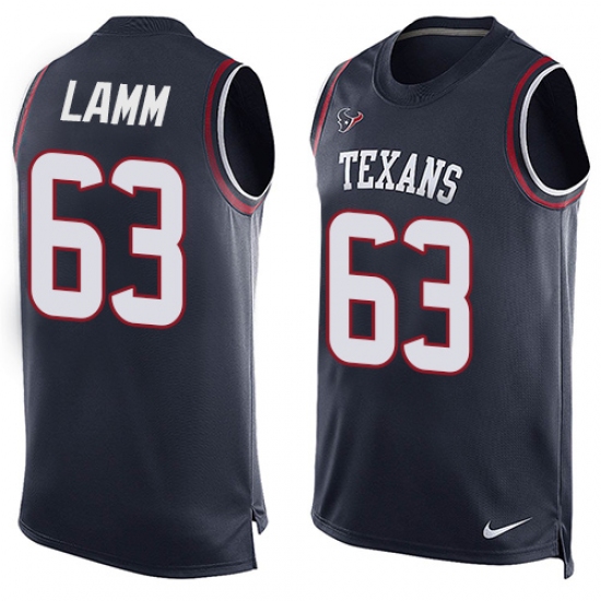 Men's Nike Houston Texans #63 Kendall Lamm Limited Navy Blue Player Name & Number Tank Top NFL Jersey - Ujersey