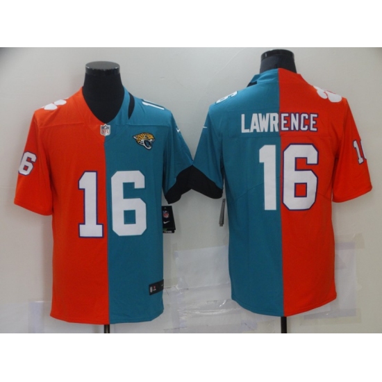 Men's Jacksonville Jaguars #16 Trevor Lawrence Green-Orange Split Fashion Football Limited Jersey - Ujersey