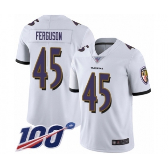 Men's Baltimore Ravens #45 Jaylon Ferguson White Vapor Untouchable Limited Player 100th Season Football Jersey - Ujersey